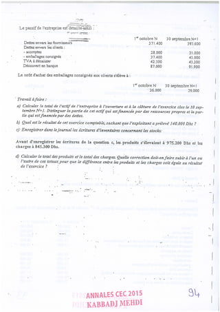 Annales CYCLE EXPERTISE COMPTABLE ISCAE-/ 2004 2015