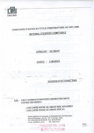 Annales CYCLE EXPERTISE COMPTABLE ISCAE-/ 2004 2015