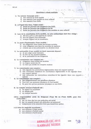 Annales CYCLE EXPERTISE COMPTABLE ISCAE-/ 2004 2015