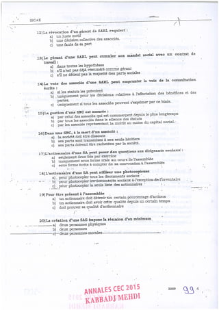 Annales CYCLE EXPERTISE COMPTABLE ISCAE-/ 2004 2015