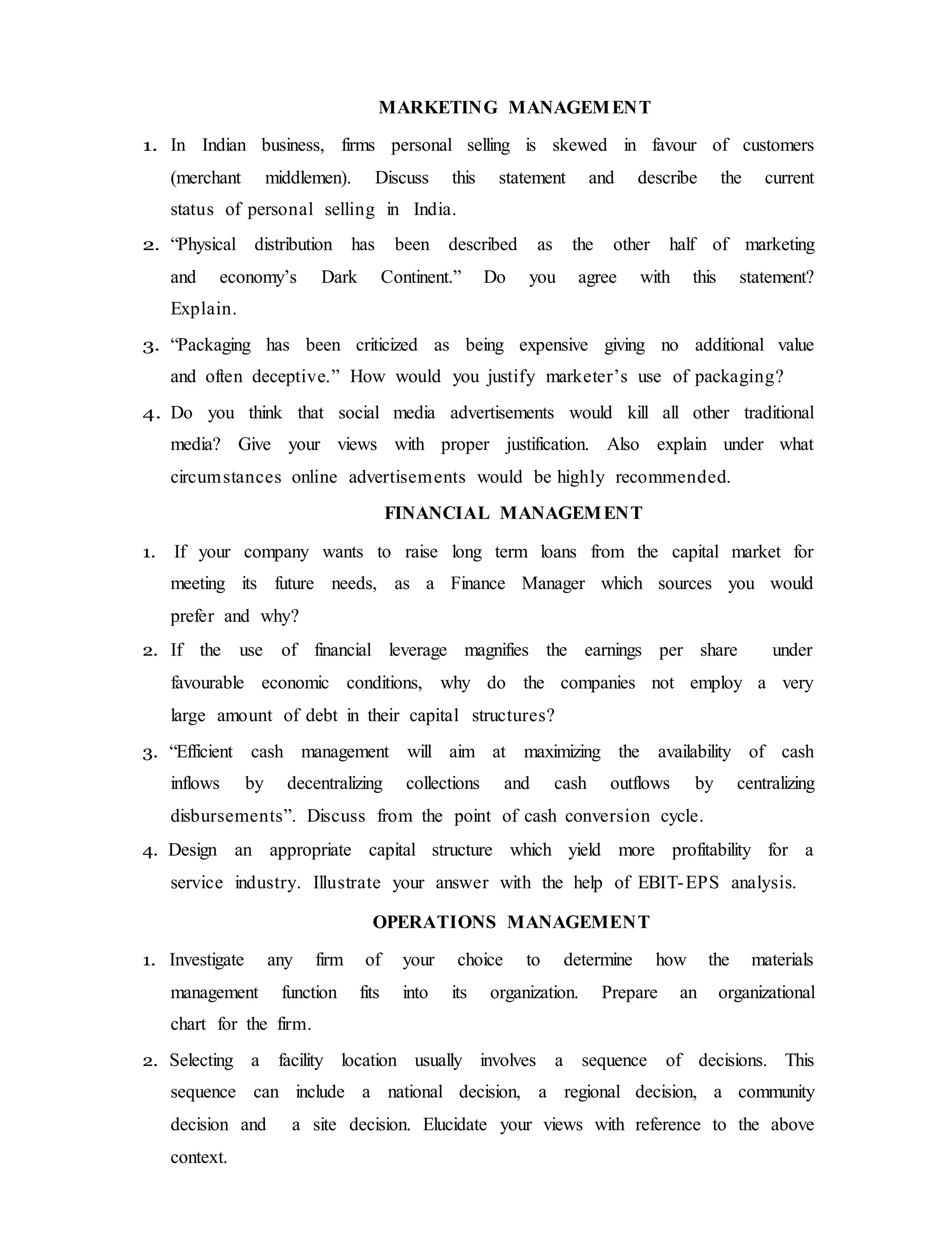 Annamalai MBA 2nd year General 346 Solved Assignment 2021