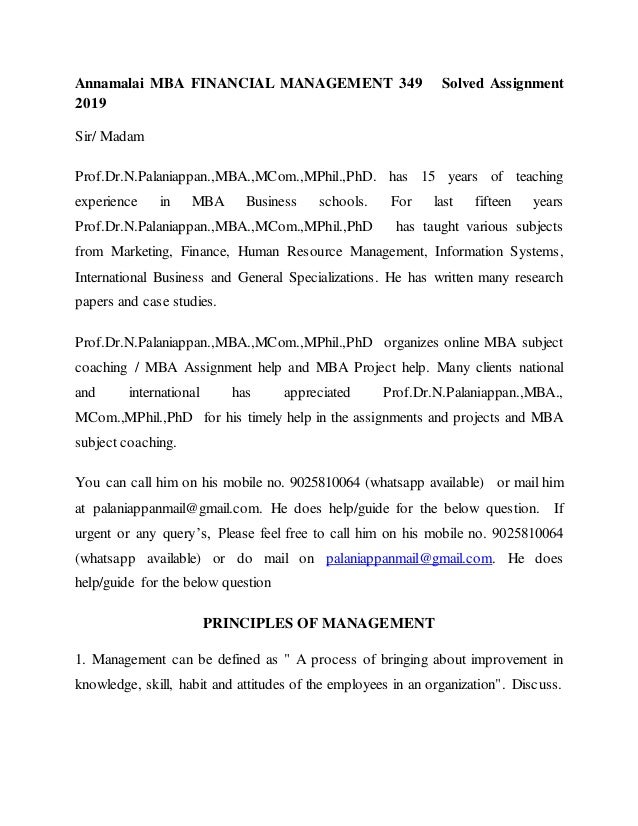 Mba assignment