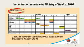 Immunization schedule by Ministry of Health, 2016
7
 