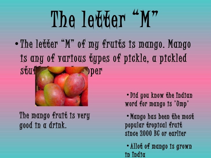 fruit abc book food that starts with the letter m