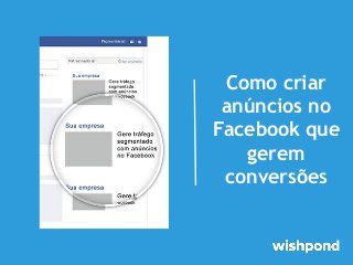 Como criar
anúncios no
Facebook que
gerem
conversões
 