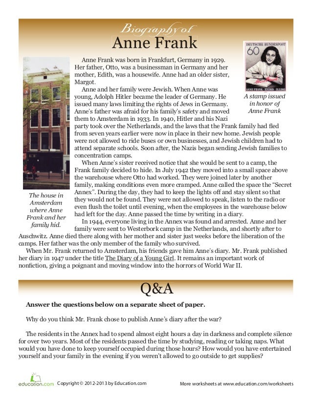 Worksheets Anne Frank Worksheets anne frank worksheets worksheet timeline activity