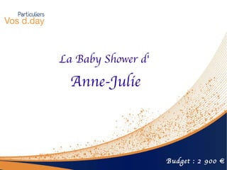 La Baby Shower d'  Anne-Julie Budget : 2 900 € 