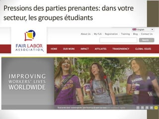 Pressions des parties prenantes: dans votre
secteur, les groupes étudiants
 