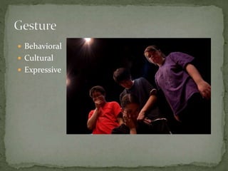  Behavioral
 Cultural
 Expressive
 