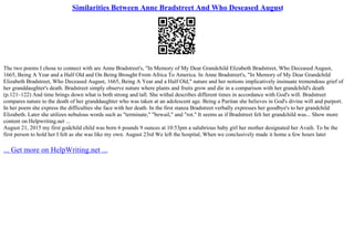 Anne Bradstreet And Contemplations | PPT