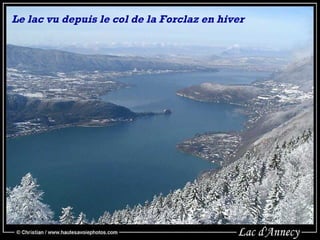 Le lac vu depuis le col de la Forclaz en hiver 