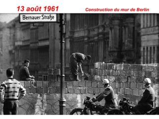 13 août 1961 Construction du mur de Berlin
 