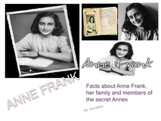 +




    Facts about Anne Frank,
    her family and members of
    the secret Annex
 