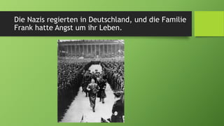 Die Nazis regierten in Deutschland, und die Familie
Frank hatte Angst um ihr Leben.
 