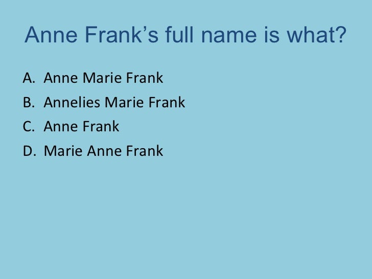 Anne Frank Quiz