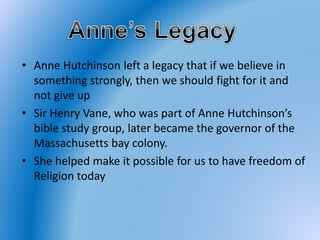 Anne Hutchinson's Life