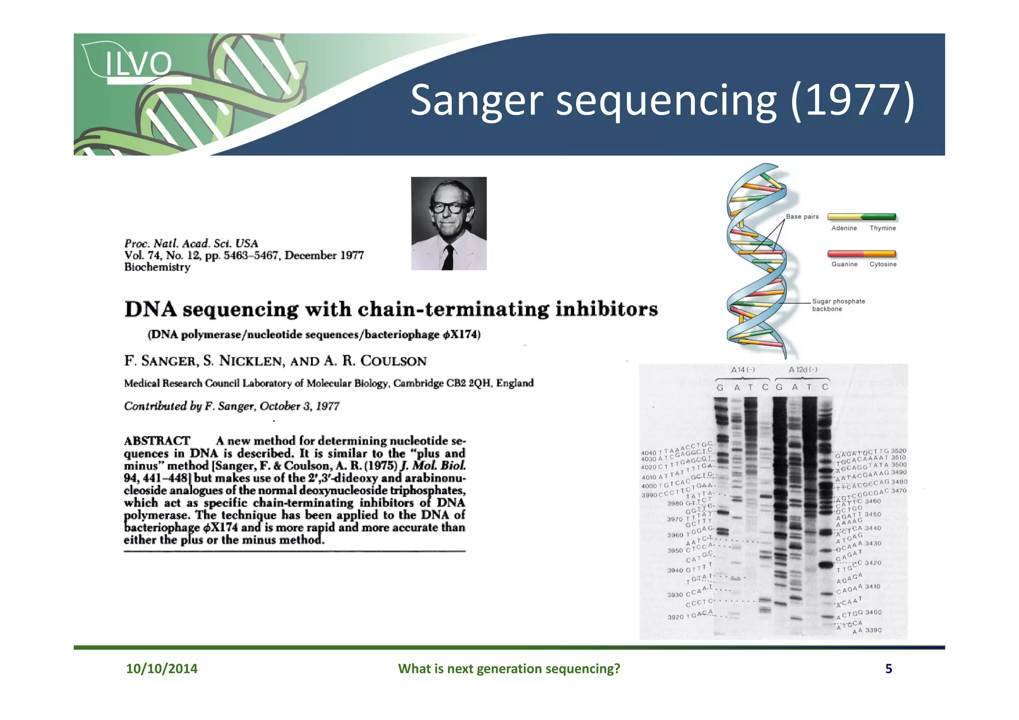 What is next generation sequencing? 5
Sanger sequencing (1977)
10/10/2014
 