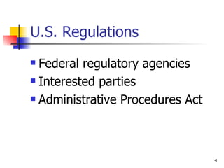 U.S. Regulations Federal regulatory agencies Interested parties Administrative Procedures Act 