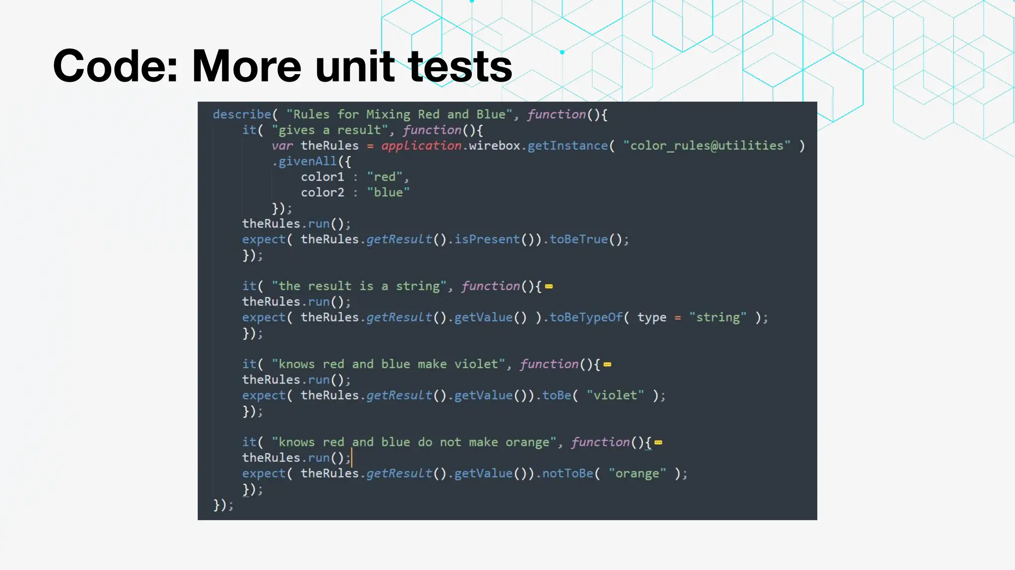 Code: More unit tests
 