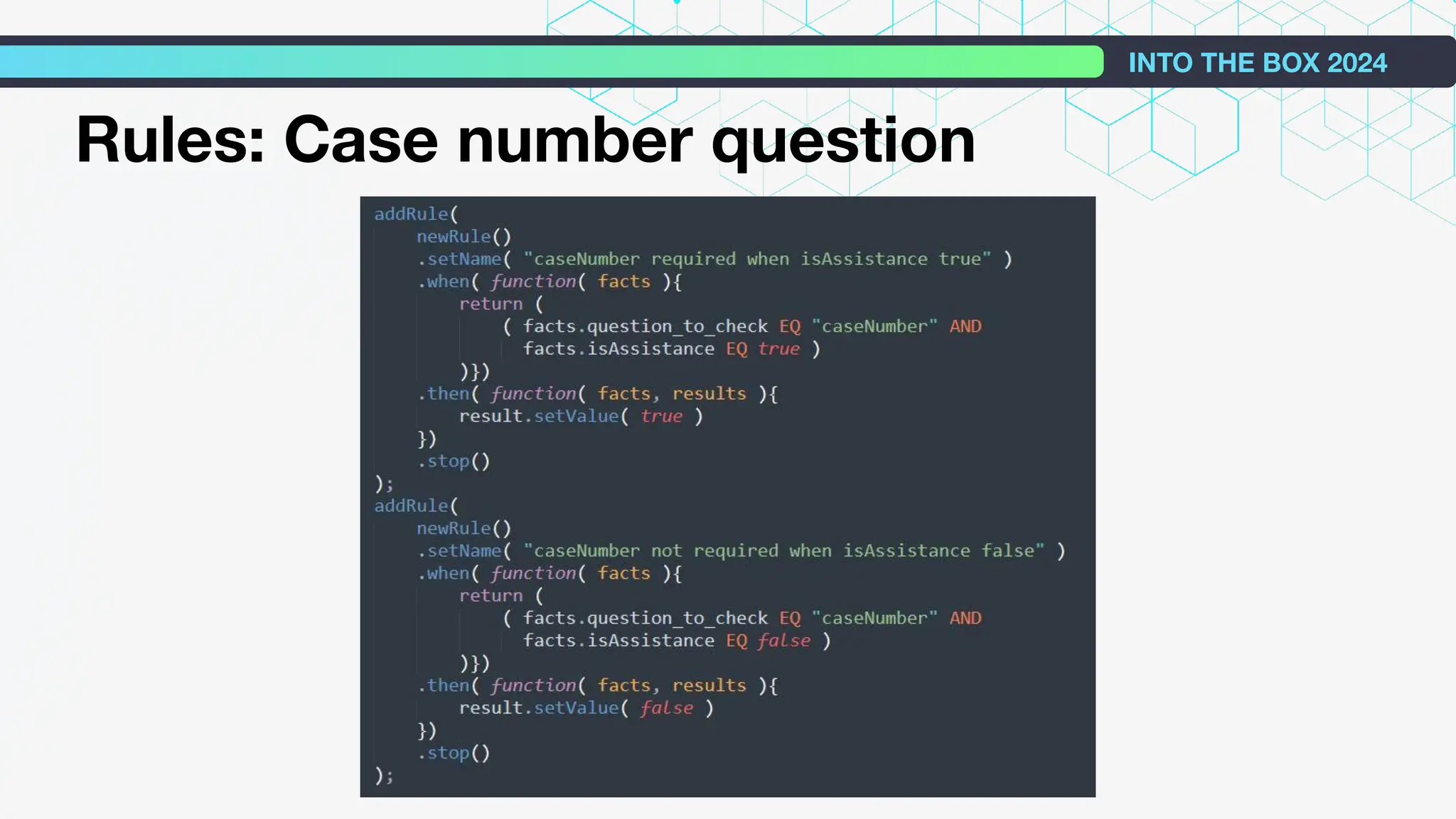 Rules: Case number question
INTO THE BOX 2024
 