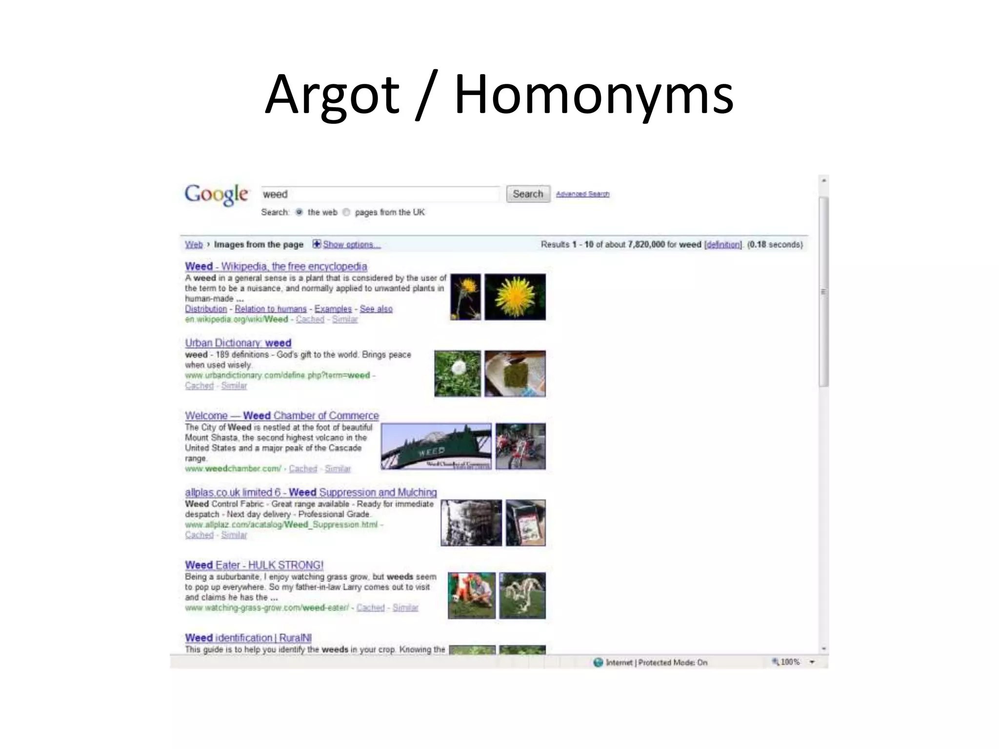 Argot / Homonyms