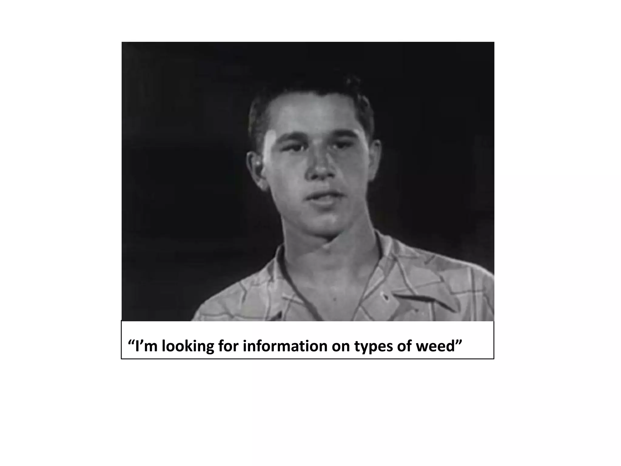 “I’m looking for information on types of weed”