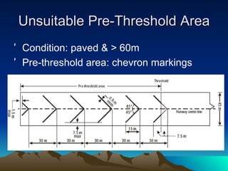 Unsuitable Pre-Threshold Area Condition: paved & > 60m Pre-threshold area: chevron markings 