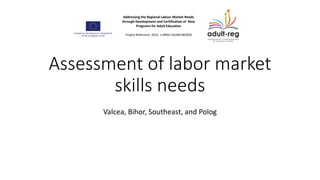 Assessment of labor market
skills needs
Valcea, Bihor, Southeast, and Polog
Addressing the Regional Labour Market Needs
through Development and Certification of New
Programs for Adult Education
Project Reference: 2015- 1-MK01-KA204-002828
 