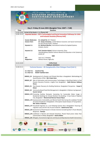2nd International Symposium on Disaster Resilience and Sustainable Development: Final Report