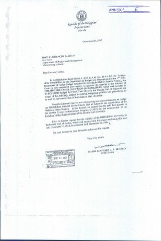 Annex E - document showing notice of withdrawal of a previous cross border transfer request from the Supreme Court to the Executive Department 