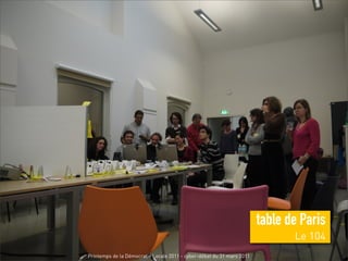 table de Paris
                                                                              Le 104
Printemps de la Démocratie Locale 2011 - cyber-débat du 31 mars 2011
 