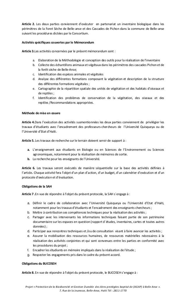 memorandum d'entente pdf d'entente Memorandum