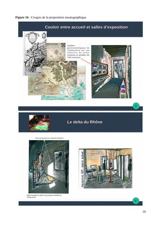 Figure 16 : Croquis de la proposition muséographique
16
 