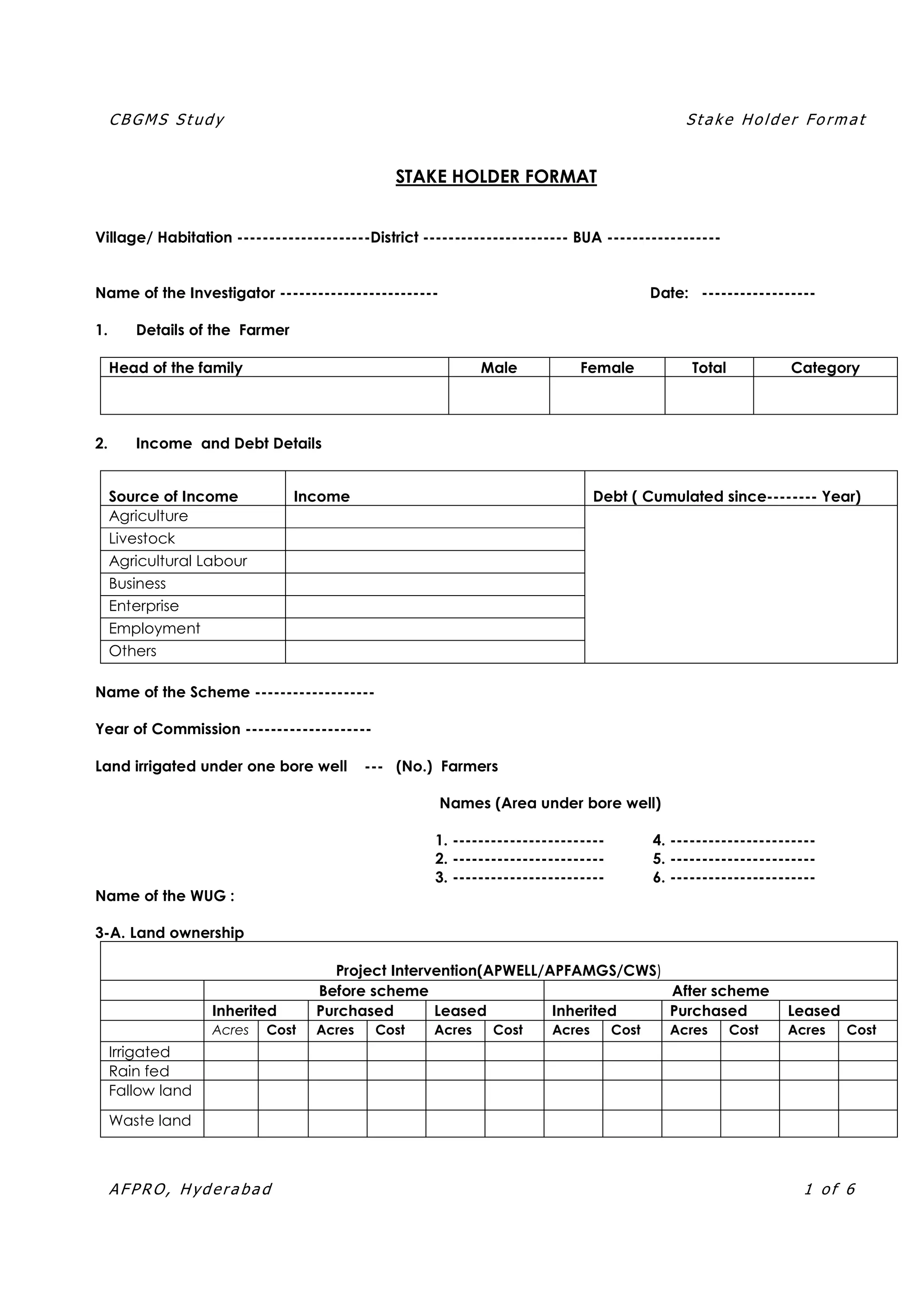 VILLAGE INFORMATION FORMAT FOR FGD ON WATER | PDF