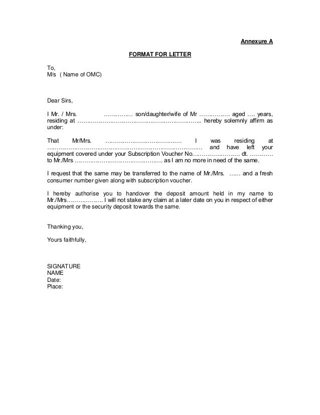 Application Letter Format For New Gas Connection Application