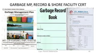 GARBAGE MP, RECORD & SHORE FACILITY CERT
Capt. Persobi Waldemar.M 48
 