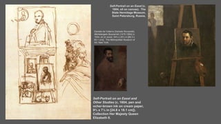 Self-Portrait on an Easel and
Other Studies (c. 1604, pen and
ocher-brown ink on cream paper,
9¾ x 7⅛ in [24.8 x 18.1 cm]).
Collection Her Majesty Queen
Elizabeth II.
Self-Portrait on an Easel (c.
1604, oil on canvas). The
State Hermitage Museum,
Saint Petersburg, Russia.
Daniele da Volterra (Daniele Ricciarelli),
Michelangelo Buonarroti (1475-1564) (c.
1544, oil on wood, 34¾ x 25¼ in [88.3 x
64.1 cm]). The Metropolitan Museum of
Art, New York.
 