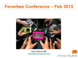 Annie Mullins OBE
annie@anniemullinsco.com
Feverbee Conference – Feb 2015
Tavistock Clinic 4th April 2014
 