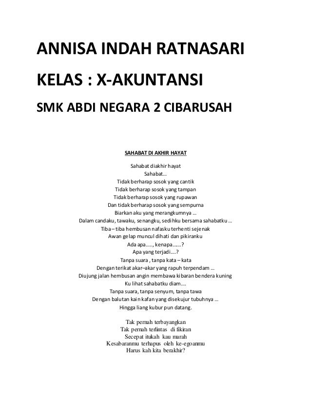 Kumpulan Puisi Sahabat