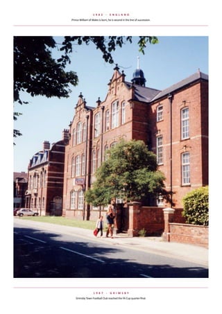 1 982       -   e NGlaND
Prince	William	of	Wales	is	born,	he	is	second	in	the	line	of	succession.




                   1 987       -   G rIMsBy
   Grimsby	Town	Football	Club	reached	the	FA	Cup	quarter-final.
 