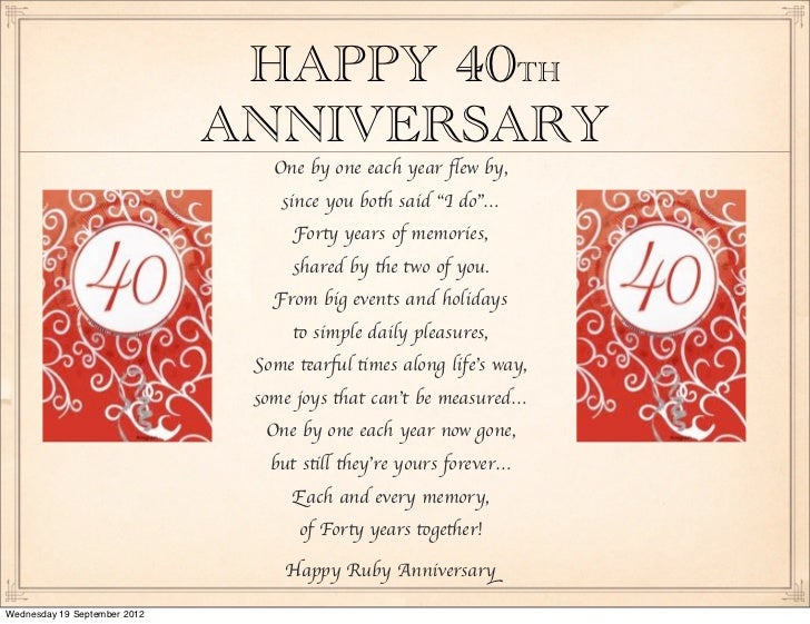 40th Wedding Anniversary Wishes For Uncle And Aunty