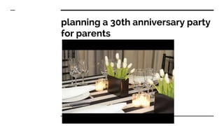 planning a 30th anniversary party
for parents
 