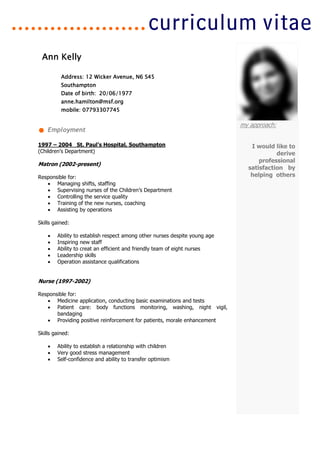 CV Template (Ann Kelly) | PDF