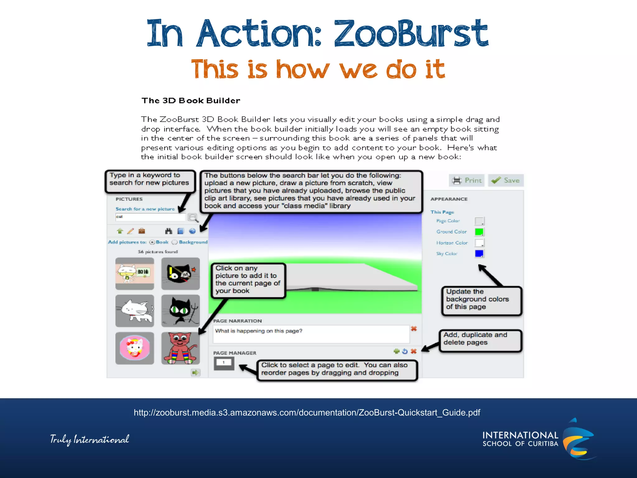 In Action: ZooBurst
This is how we do it
http://zooburst.media.s3.amazonaws.com/documentation/ZooBurst-Quickstart_Guide.pdf
 