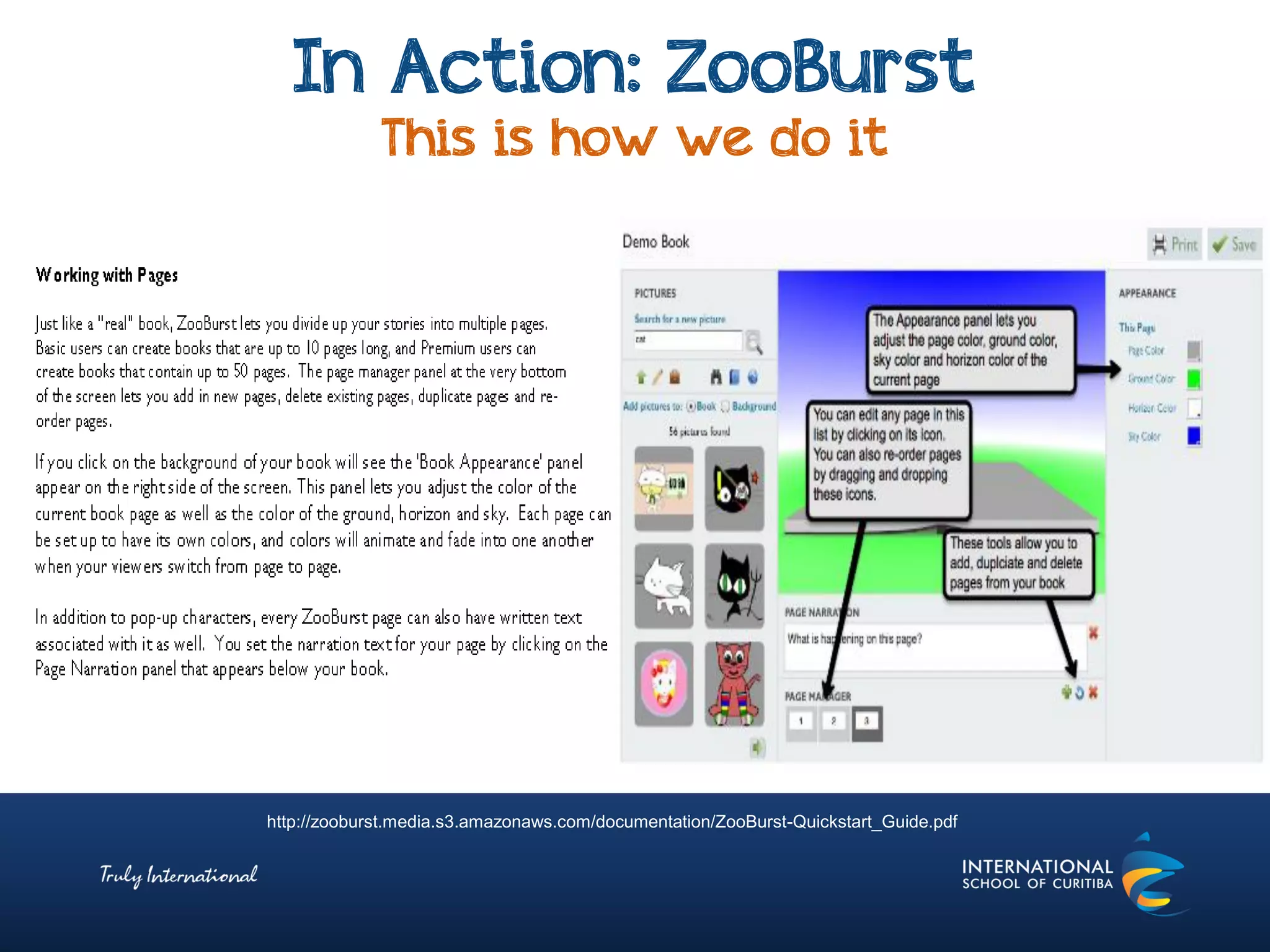In Action: ZooBurst
This is how we do it
http://zooburst.media.s3.amazonaws.com/documentation/ZooBurst-Quickstart_Guide.pdf
 