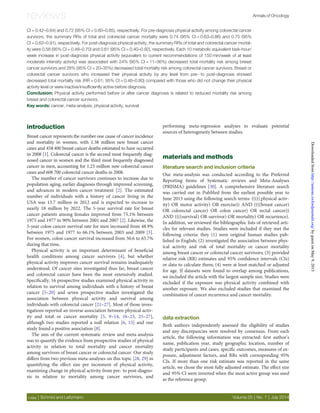 CI = 0.42–0.64) and 0.72 (95% CI = 0.60–0.85), respectively. For pre-diagnosis physical activity among colorectal cancer
s...