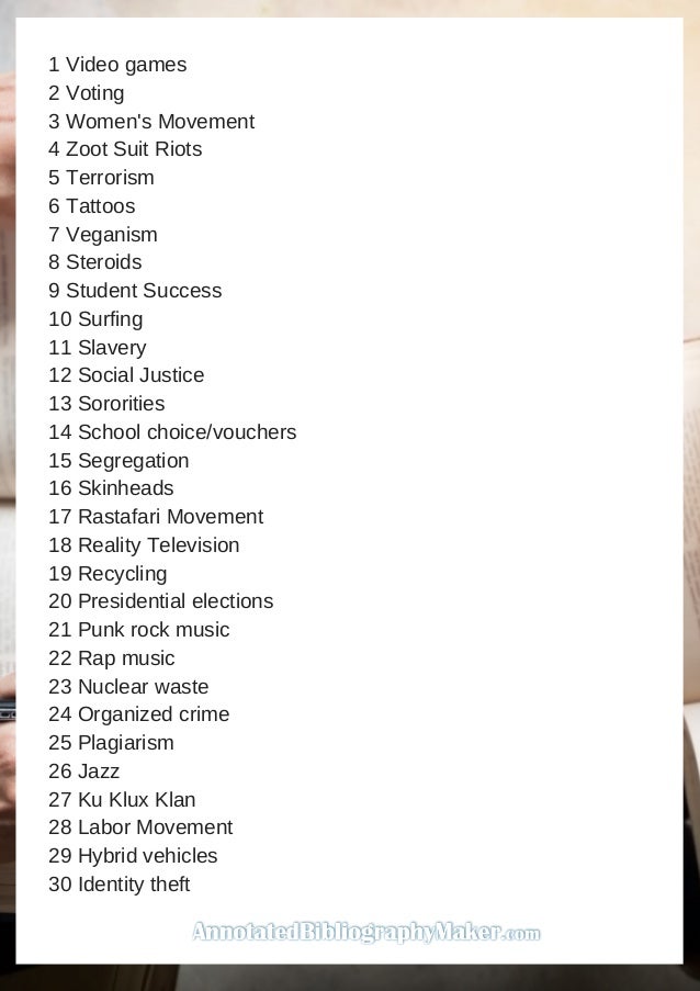 Annotated bibliography topics for history picture