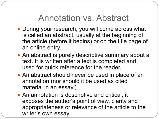 The Annotated Bibliography | PPT