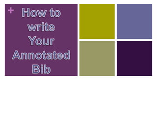 How to write Your Annotated Bib 