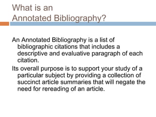 Annotated bibliography | PPT